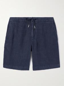 Прямые льняные шорты-бермуды с завязками MR P., синий