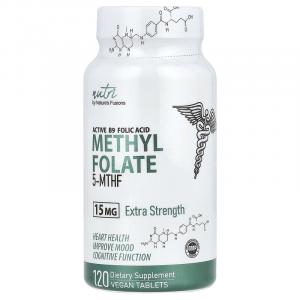 Nutri, Метилфолат, повышенная сила действия, 15 мг, 120 веганских таблеток