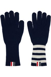 Кашемировые ребристые перчатки с четырьмя полосами Thom Browne, темно-синий