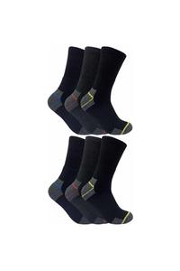 6 пар сверхпрочных хлопковых рабочих носков с мягкой подкладкой для ботинок со стальным носком Sock Snob, черный