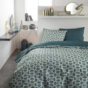 Постельное белье в стиле бохо, двустороннее, 220 х 240 см, зеленое с узорами TODAY