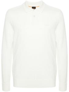 BOSS джемпер из смесовой вирджинской шерсти с вышитым логотипом, белый