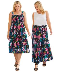 Платье-трансформер большого размера в юбку Woman Within, Black multi floral