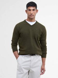 Элегантный вязаный джемпер с v-образным вырезом из шерсти Barbour, Seaweed