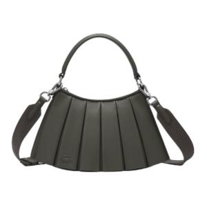 LACOSTE Кожаная сумка хобо на одно плечо маленькая женская зеленая, Olive Green