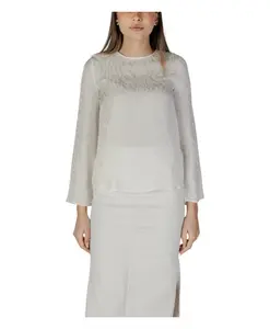 Бежевая вискозная блузка с длинными рукавами Armani Exchange, бежевый