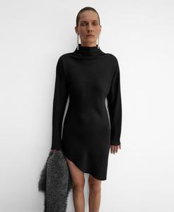 Женское асимметричное платье с атласной отделкой MANGO, Black