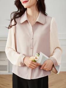 Блузка из смешанных материалов с декоративными деталями, женская модель Doux Belle, цвет Pink Beige