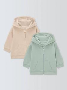 Детская хлопковая толстовка на молнии John Lewis, Pack of 2, Green