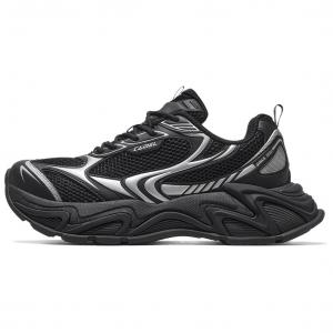 CAMEL Скользоустойчивые легкие дышащие массивные низкие кроссовки мужские черно-серебристые белые, цвет Black/Silver White