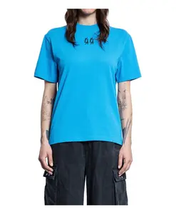 Синяя хлопковая трикотажная футболка с 44 принтами. 44 Label Group, синий