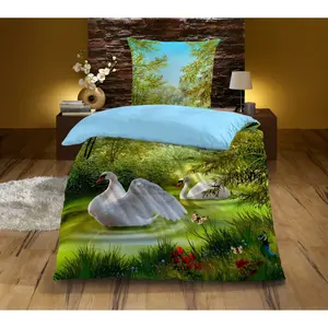 Постельное белье KiNZLER «Лебедь», из хлопка рефорсе, цвет bunt