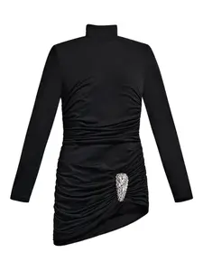 Платье мини с кристаллами и драпировкой AREA, черный