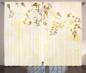 Бежевая штора ABAKUHAUS в деревенском стиле, антикварный винтажный орнамент, универсальные ленточные шторы для гостиной с петлями и крючками, 280 x 225 см, золотисто-бежевый Abakuhaus