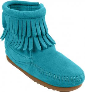 Детские ботинки Minnetonka с двойной бахромой и боковой молнией, Little Kid (4-8 Years) Turquoise