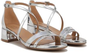 Сандалии Naturalizer June Strappy Low Block Heel Dress Sandal, цвет Silver Faux Leather