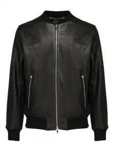 Кожаная куртка Miami на молнии с эффектом питона Giuliano Galiano, черный