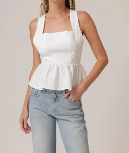 Топ с баской Essie белого цвета Line And Dot