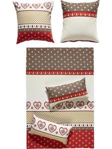 Роскошное фланелевое постельное белье коричнево-красного цвета Erwin Müller, 155 x 220 + 80 x 80 см