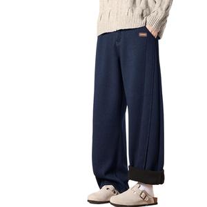 Повседневные брюки Unisex утепленные прямого кроя WARRIOR, темно-синий[free diy badge]