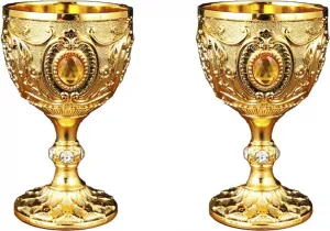 Набор из 2 декоративных бокалов для вина Королевская чаша с винтажной кружкой с рельефным рисунком руки добавит нотку винтажности любому случаю Markenlos