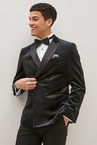 Темно-синий бархатный пиджак Next, черный