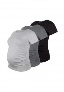 Комплект из 3 рубашек для беременных, однотонная одежда для беременных, однотонная M.M.C., цвет Schwarz Dunkelgrau Hellgrau