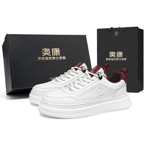 AOKANG Данк серия противоскользящие износостойкие легкие дышащие увеличивающие рост низкие скейтборд кроссовки мужские белый красный коробка, цвет White Red Box