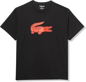 Мужская футболка Lacoste с круглым вырезом, коротким рукавом, стандартным кроем и фирменной символикой, Black/Corrida