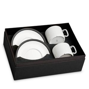 L'Objet Soie Tresse Сервиз для черного чая с блюдцем на двоих, черный