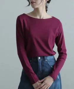 Рубашка с длинными рукавами и вырезом-лодочкой, сшитая вручную, симпатичная блузка с длинными рукавами Pourvous, цвет Raspberry