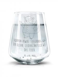 Стакан для питья с надписью "Скорпион" на прозрачном фоне Mr. & Mrs. Panda