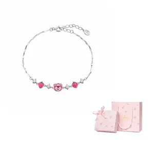 Disney Серия Strawberry Bear браслеты 925 Sterling Silver для женщин
