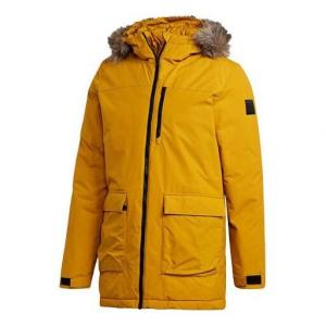 Пуховик adidas Xploric Windproof Casual Sports Hooded Down Jacket Men's Yellow, желтый