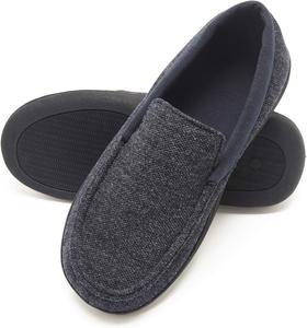 Мужские тапочки Hanes ComfortSoft с вязью и вставкой из мемори-пены, модель Venetian, для дома и улицы, темно-синий