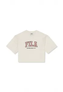 Одежда rifredi, укороченная футболка свободного кроя с графическим принтом. Fila, Egret