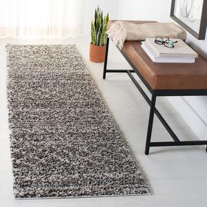 Ковер SAFAVIEH, 69 x 183 см, Arizona Shag Collection, цвет Brown & Ivory, не линяет и легко чистится, плюшевый высокий ворс, идеально для гостиной, коридора, прихожей, спальни (ASG743B)