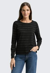 Топ TOM TAILOR Long sleeved top, Black Stripe With Lurex/Black