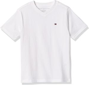 Футболка Tommy Hilfiger Boys с коротким рукавом и V-образным вырезом, мягкая, удобная, свободного кроя, Classic Bright White