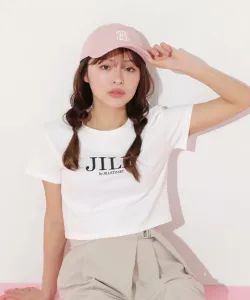 Укороченная футболка с вышитым логотипом из органического хлопка Jill By Jill Stuart, цвет Black And White 1