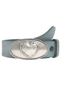 Кожаный ремень LIFEBURG by showroom 019° со сменной застежкой "Сердце Овал" Rettungsring By Showroom 019°, джинсовый