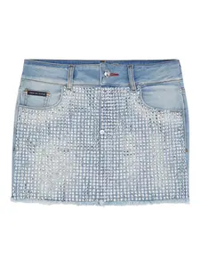 Джинсовая юбка с кристаллами Philipp Plein Junior, синий