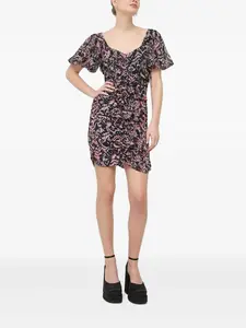 Мини-платье с рукавами-фонариками и сборками Notes du Nord, черный