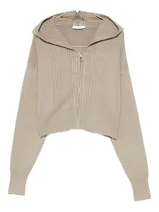 Кардиган в рубчик с капюшоном Patrizia Pepe, нейтральный