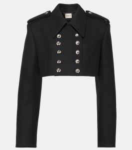 Укороченная куртка Leara из смесовой шерсти Khaite, черный