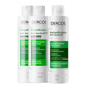 Vichy Шампунь Green Logo Pink Logo для контроля жирности и лечения перхоти, успокаивающий, с мыльным ароматом, 200мл+200мл