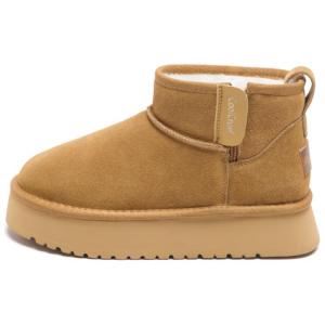 Женские зимние ботинки AGSDON замшевые короткие, каштановый