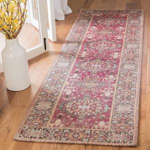 Ковер-дорожка SAFAVIEH, 69 x 183 см, Classic Vintage Collection, Red & Multi, дизайн Oriental Distressed Cotton, простой уход, идеально для помещений с высокой проходимостью в гостиной, спальне (CLV302A)
