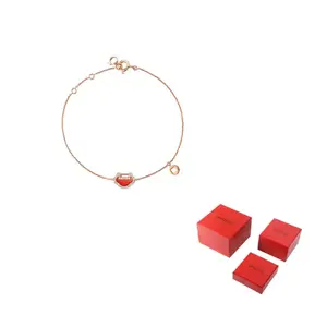 Qeelin Браслет из розового золота 18 карат, красной агатовой бусины и бриллиантов для женщин