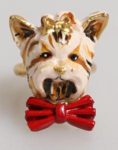 Кольцо для собак из бежевой смолы и золотой латуни Dolce & Gabbana